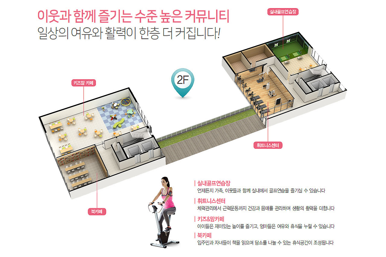 민락2지구 중흥S클래스 트와이스 단지내커뮤니티 실내골프연습장, 휘트니스센터, 키즈&맘카페, 북카페